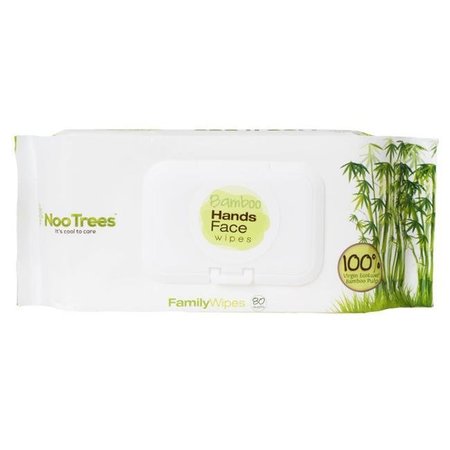 NOOTREES Bamboo  Hands &  Face Family Wet wipes 80 sheets per pack-Pack of 3 NTWFP-80-01-CTN